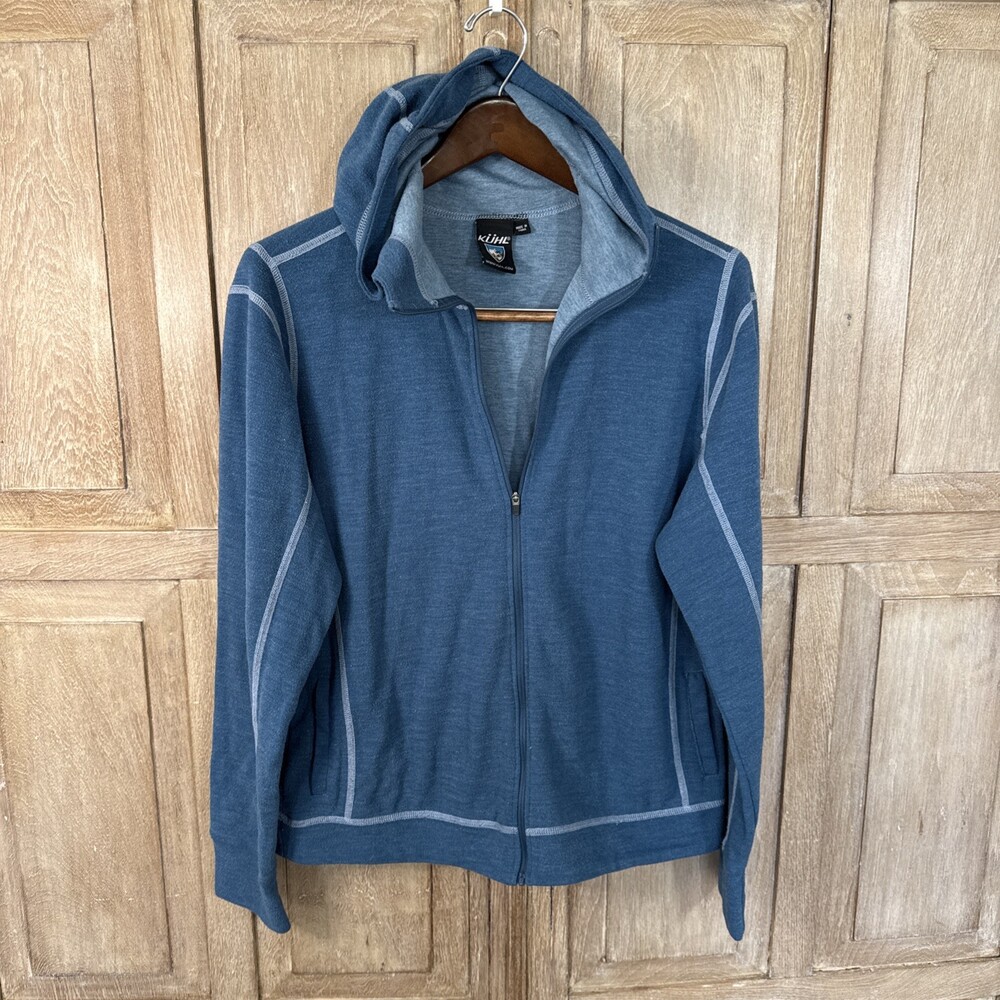 KÜHL Moongazer Full Zip Hoodie Womens XL Blue Heather Outdoor Hiking Thumbholes